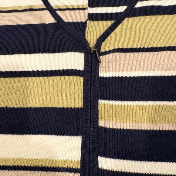 Christopher & Banks Striped Cardigan - Navy, Olive, Cream - Picture 3 of 7